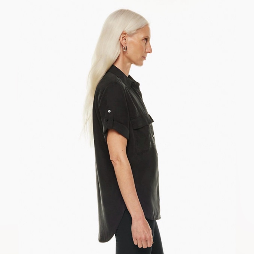 Babaton Utility Button Up Tencel Short Sleeve in Black